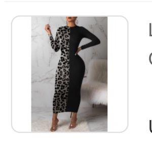 Leopard Printed Grey & Black Body Con Dress